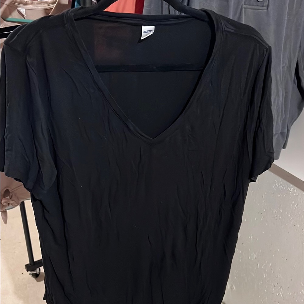 Old Navy Luxe Black V-Neck Blouse